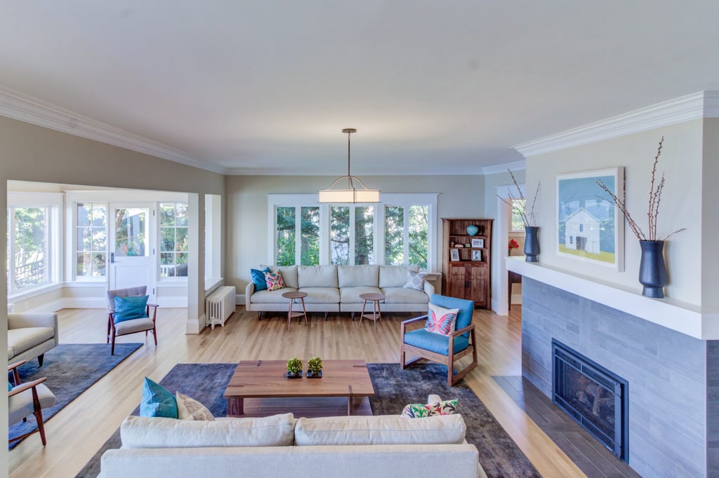 living room home remodel with natural light and an open concept layout