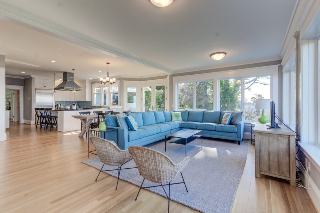 living room and kitchen remodel with an open concept layout