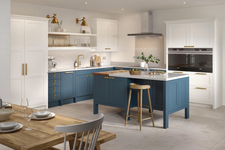 kitchen remodel with multicolored cabinets