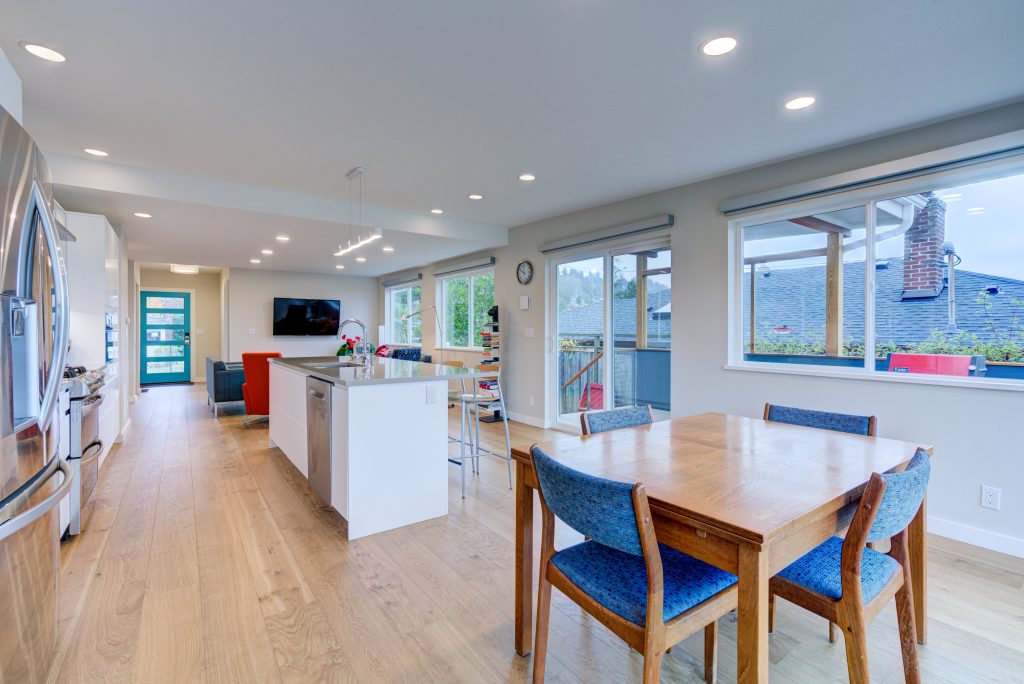 Alki Kitchen, Living Room, & Deck