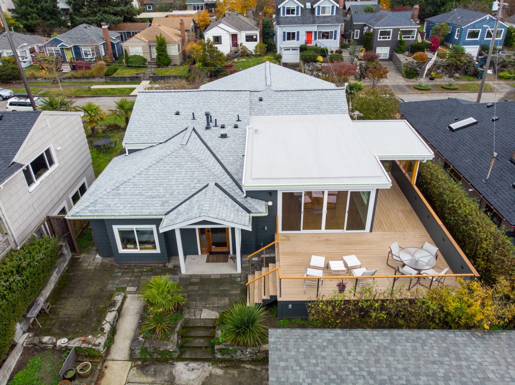 Alki Kitchen, Living Room, & Deck