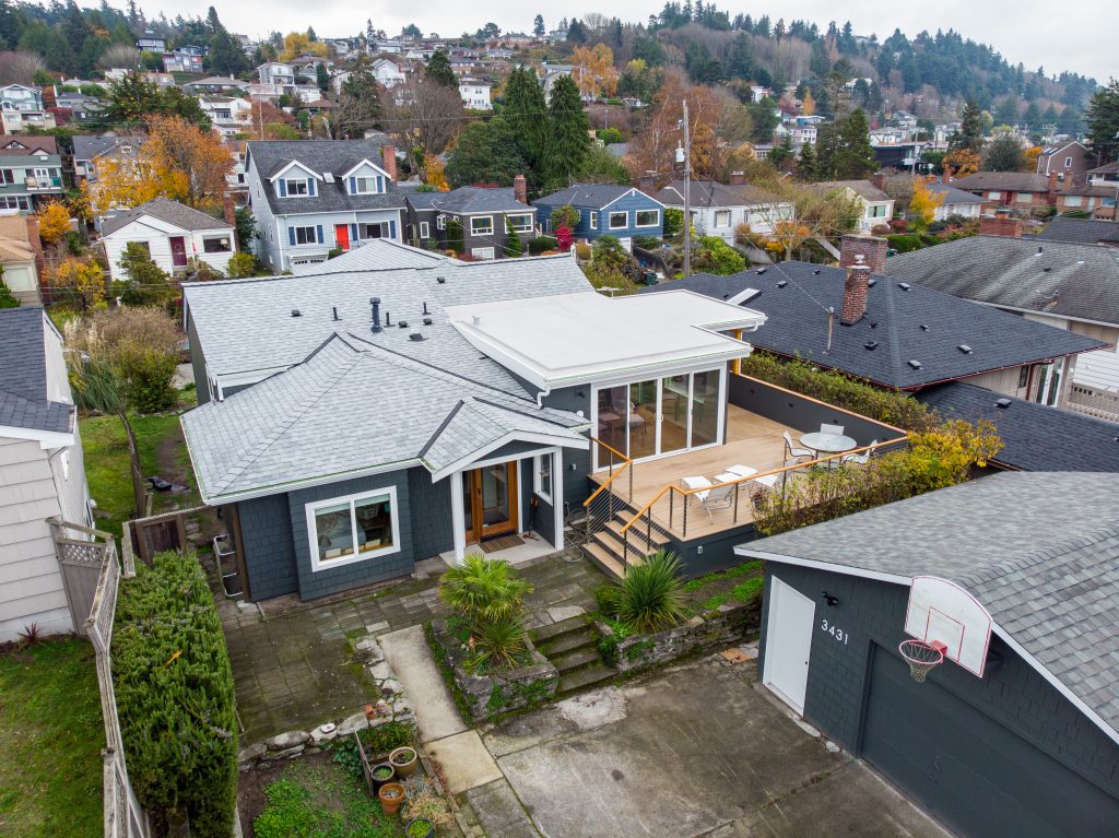 Alki Kitchen, Living Room, & Deck